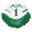 White Baby Bodysuit Kelly Green Pettiskirt & 1st Sparkle Kelly Green Birthday Number Print JS4362